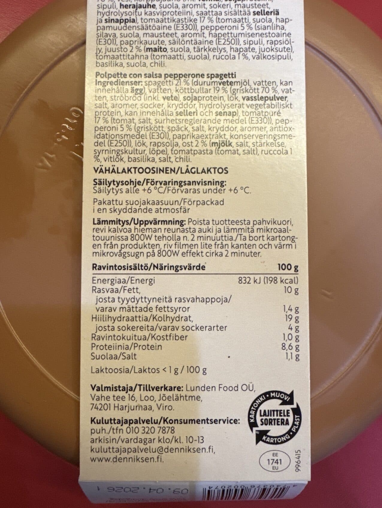Dennis Polpette Con Salsa Pepperone Spagetti packshot