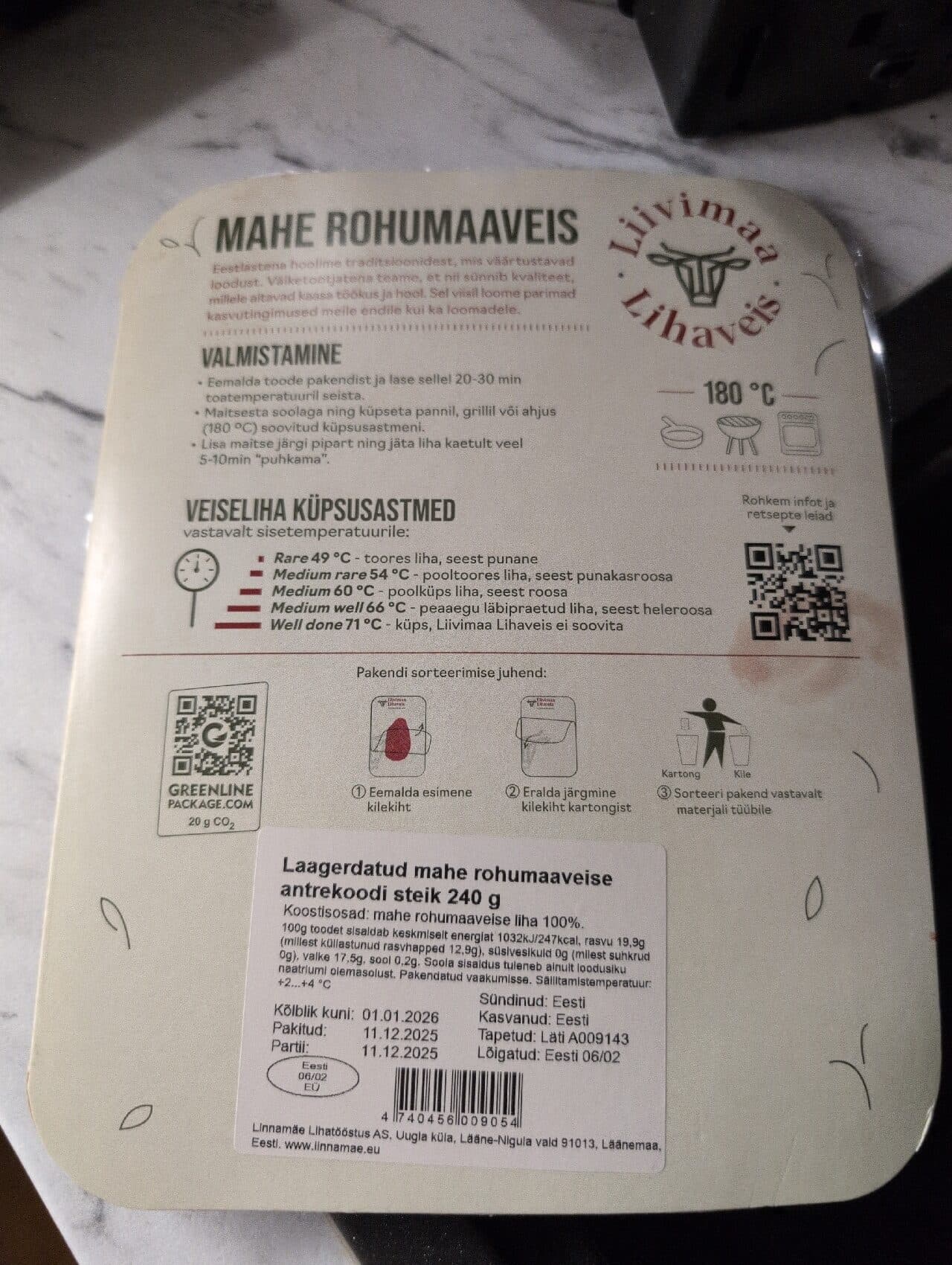 Liivimaa Lihaveis Antrekoot Steik packshot