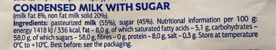 Open Food Facts Condensed Milk with sugar packshot