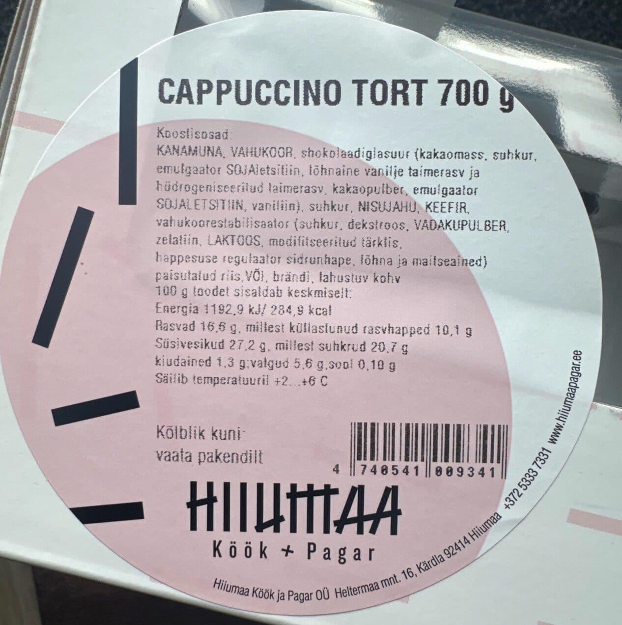 Hiiumaa Köök + Pagar Cappuccino Tort packshot