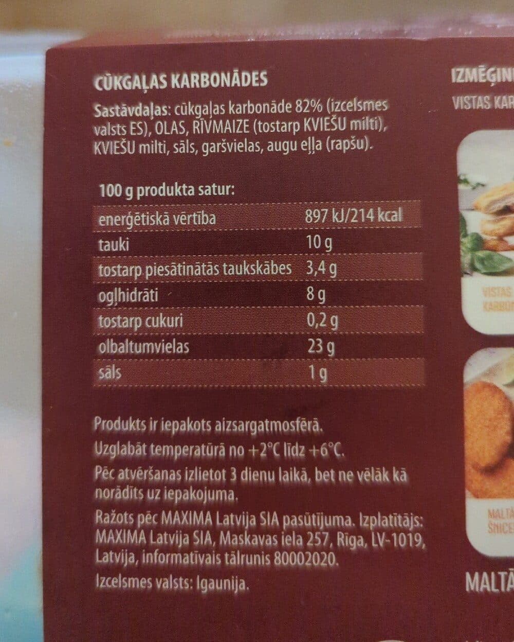 Maxima Cūkgaļas Karbonāde packshot