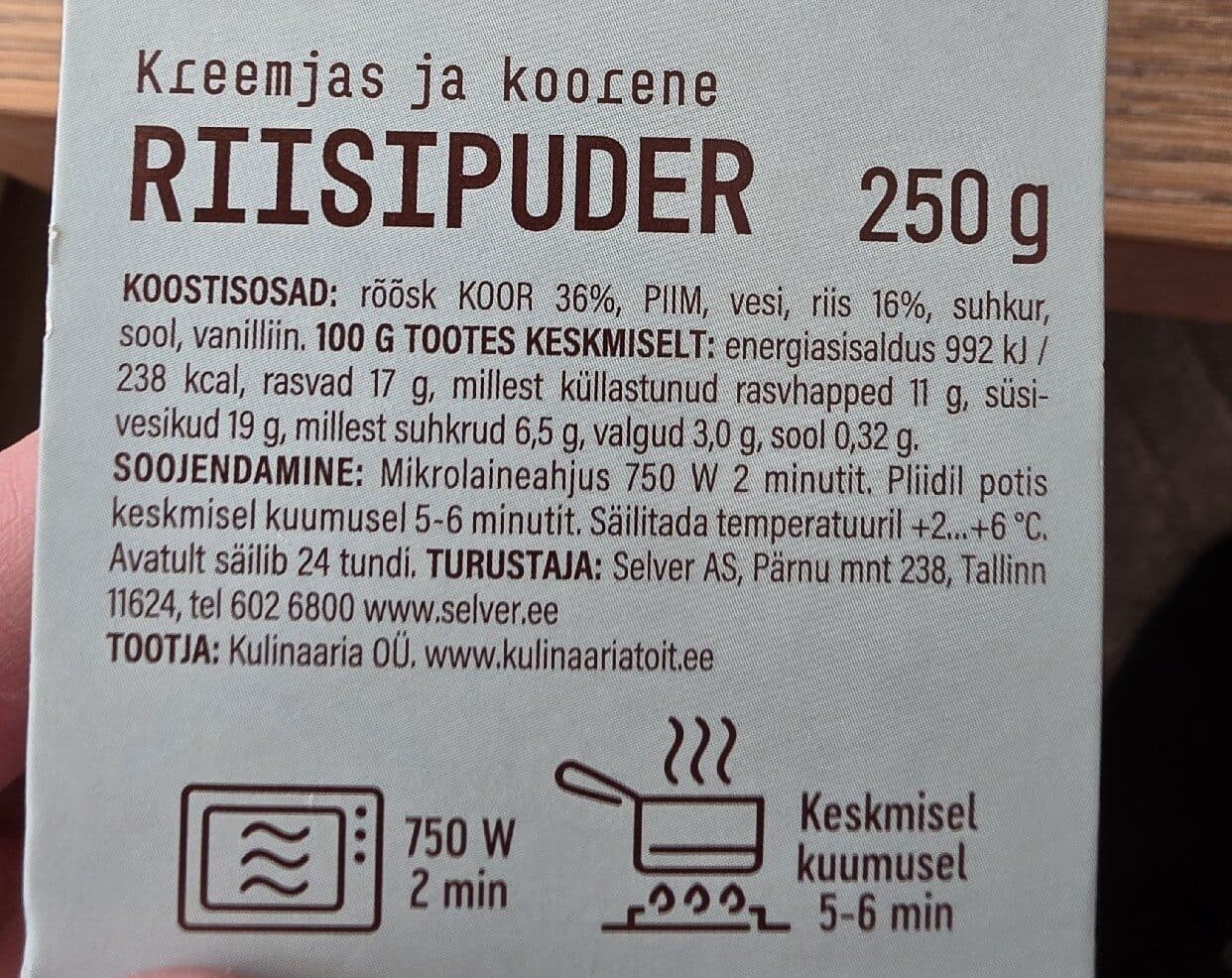 Selveri Köök Riisipuder packshot