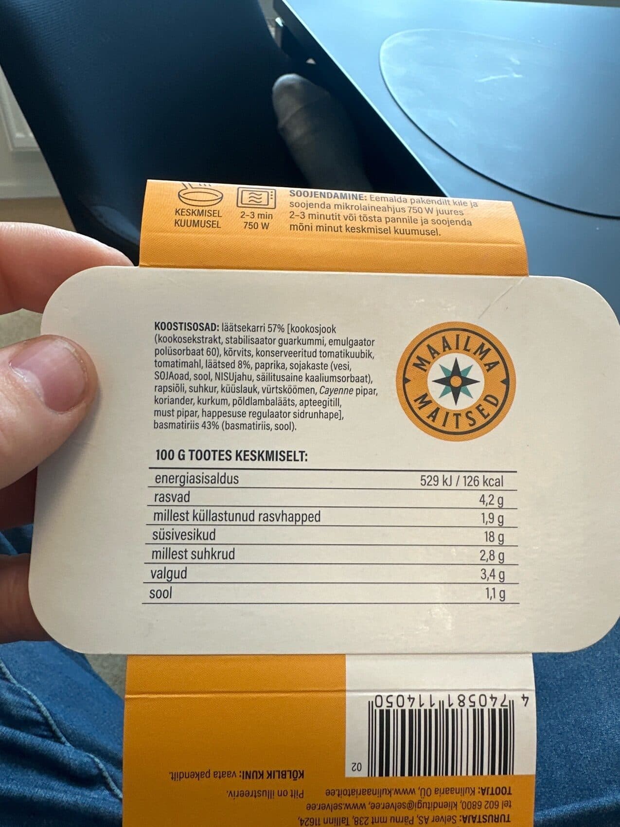 Selveri Köök Läätsekarri Basmatiriisiga packshot