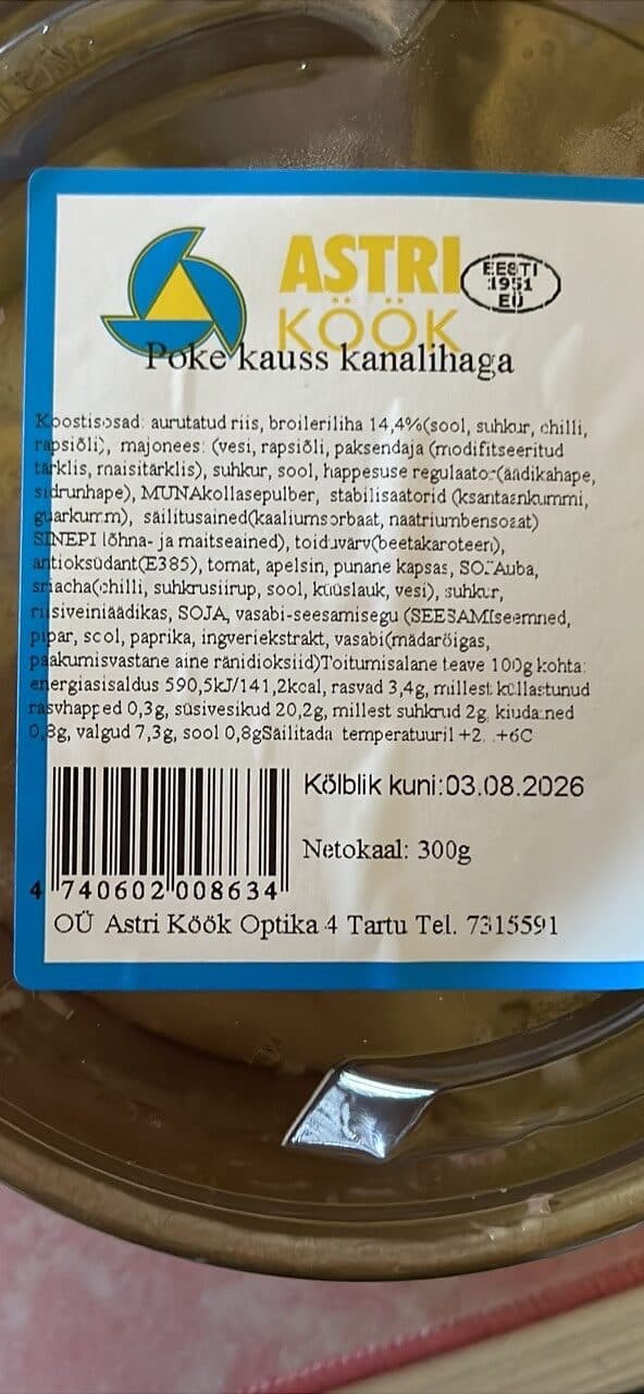 Astri Köök Poke kauss kanalihaga packshot