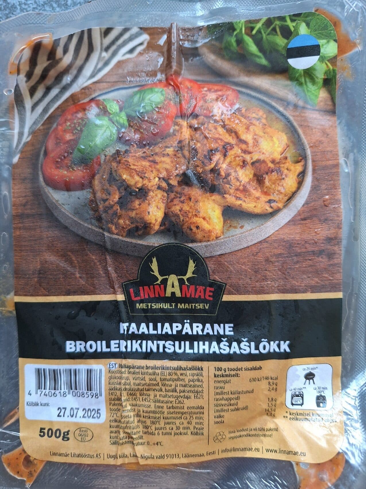 Linnamäe Itaaliapärane broilerikintsulihašašlõkk packshot