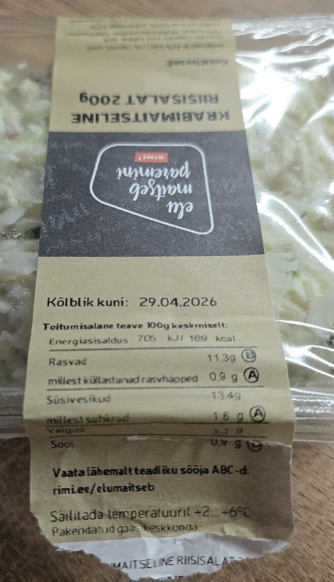 Rimi Krabimaitseline Riisisalat packshot