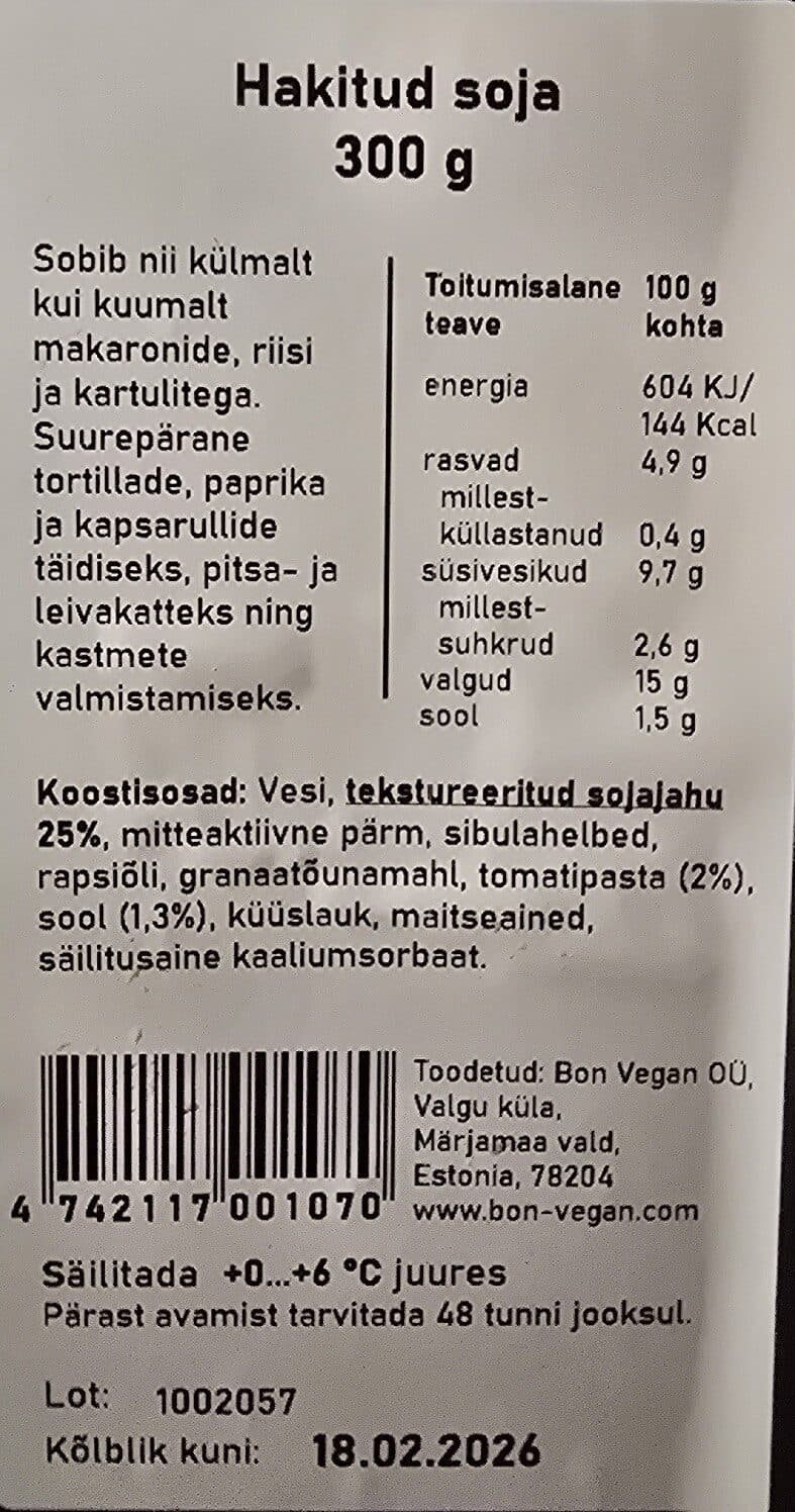 BON VEGAN Hakitud Soja packshot