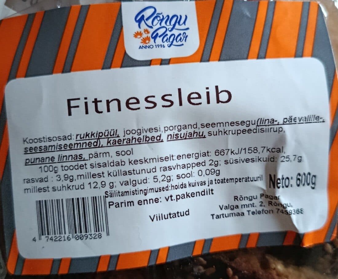 Rõngu Pagar Fitnessleib packshot