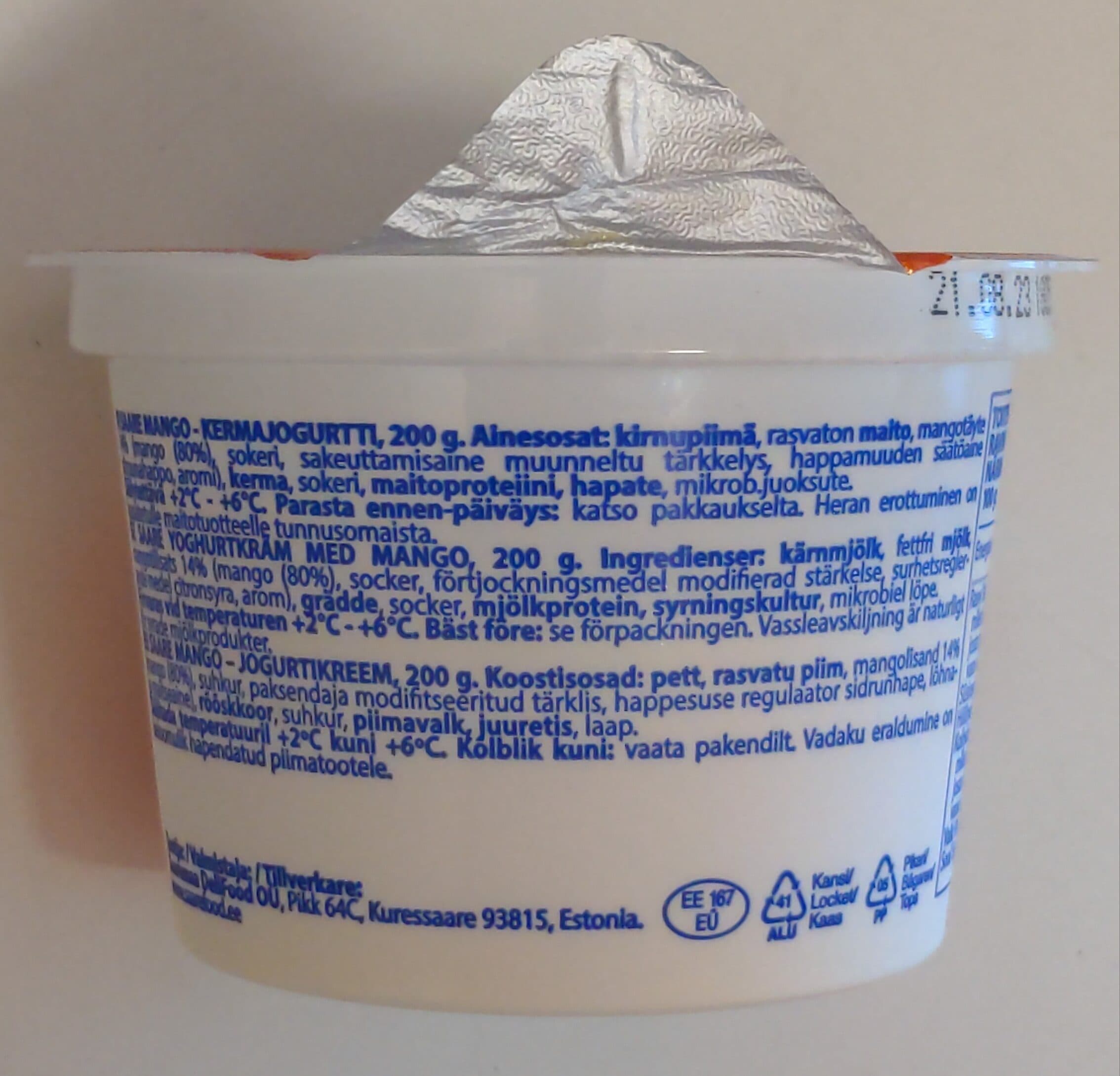 Saare Mangokermajogurtti packshot