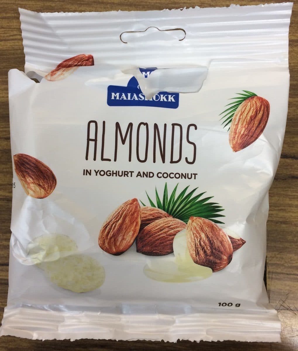 Almonds in yoghurt and coconut packshot