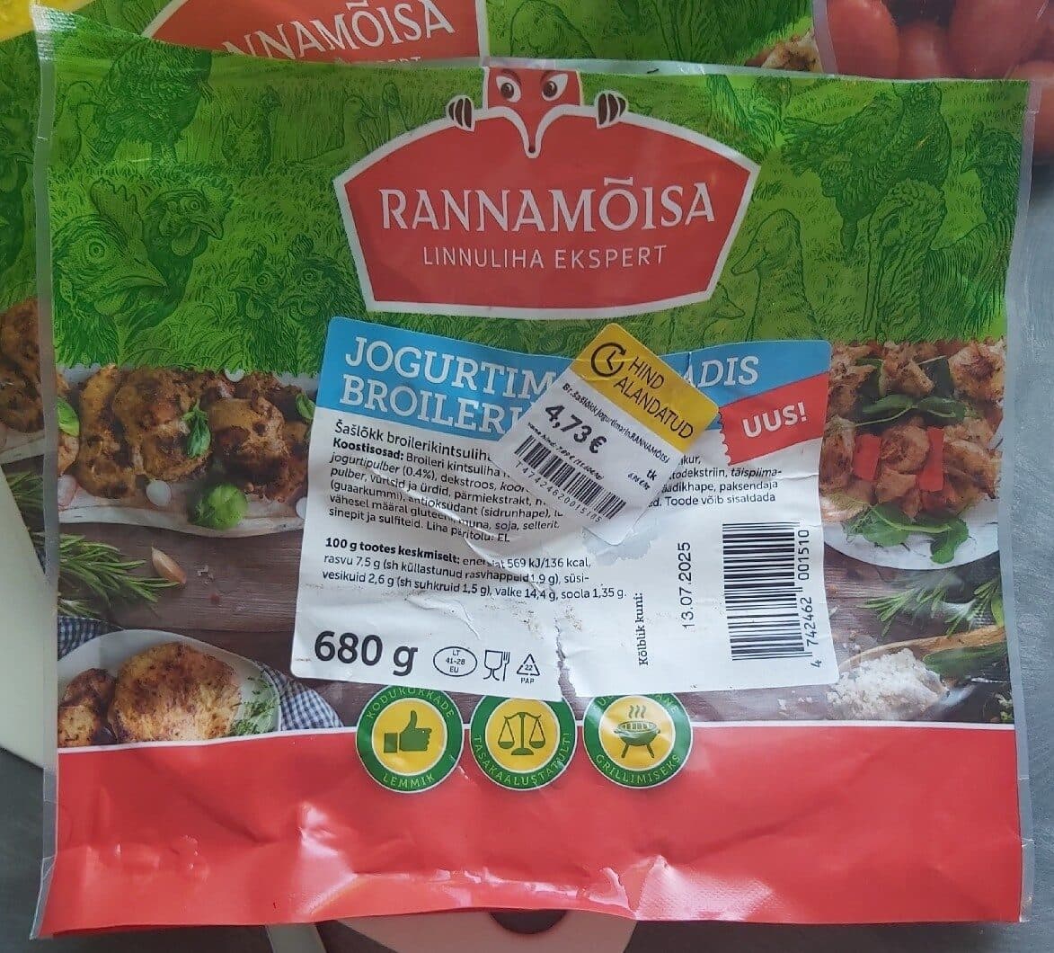 Rannamõisa Jogurtimarinaadis Broilerišašlõkk packshot
