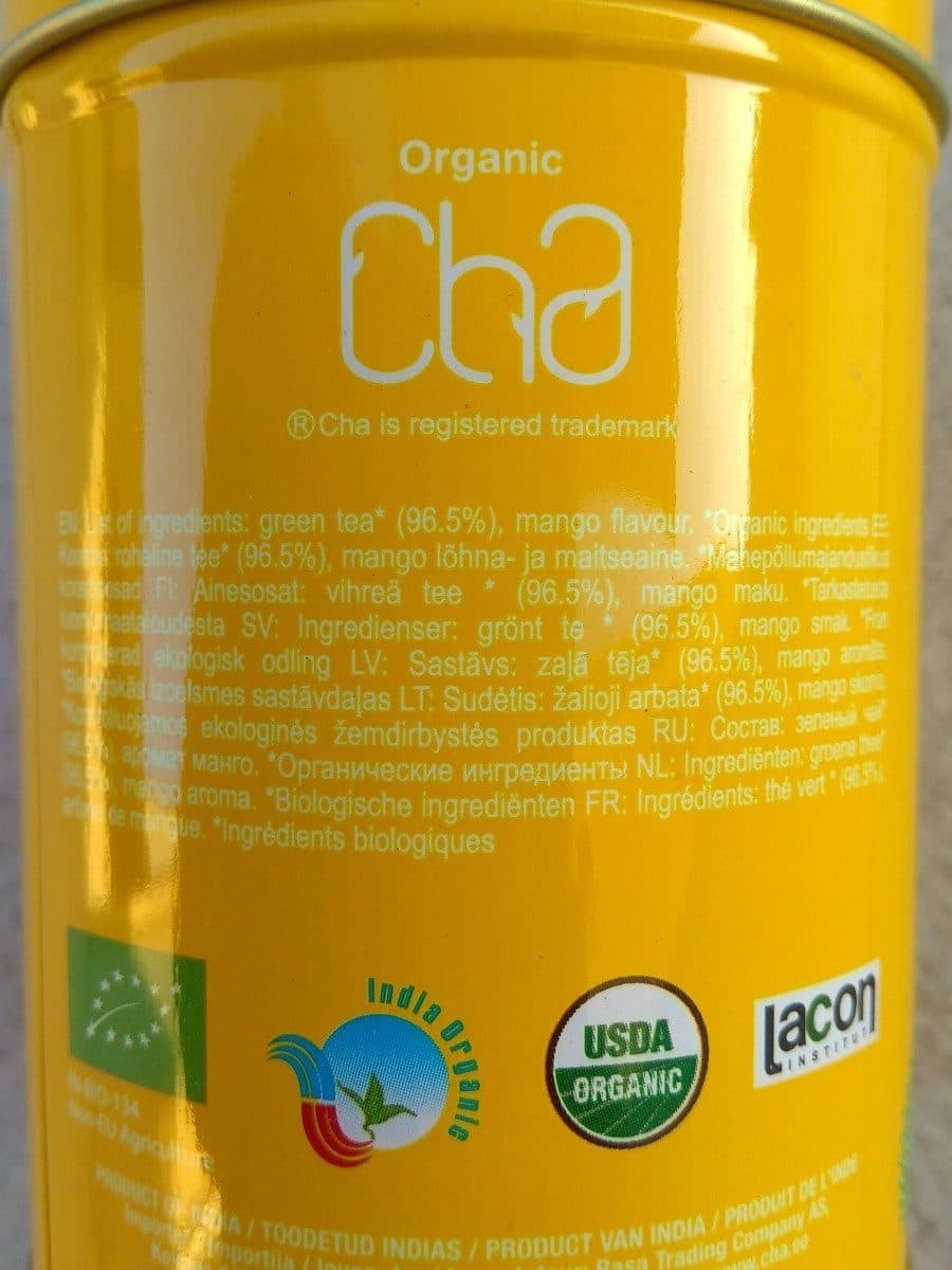 Open Food Facts Cha Thé Vert Mangue Bio 25 Sachets packshot
