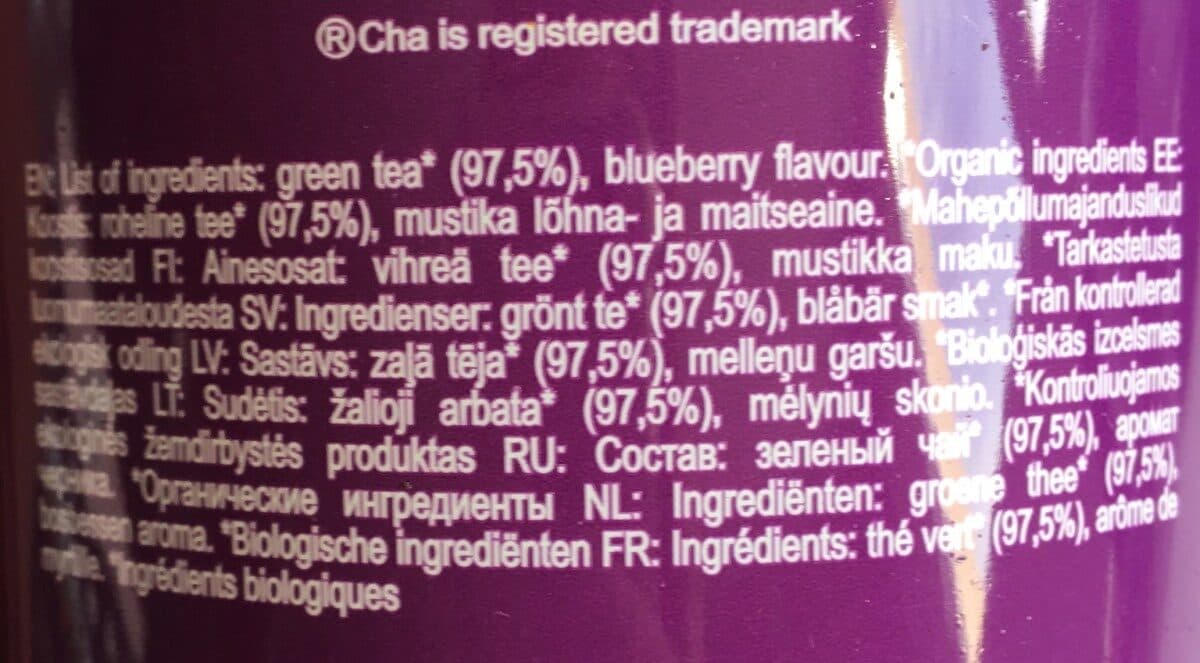 Open Food Facts Cha Thé Blueberry Myrtilles Bio 25 Sachets packshot