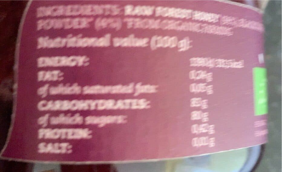 Open Food Facts Raw forest honey with blackcurrant packshot