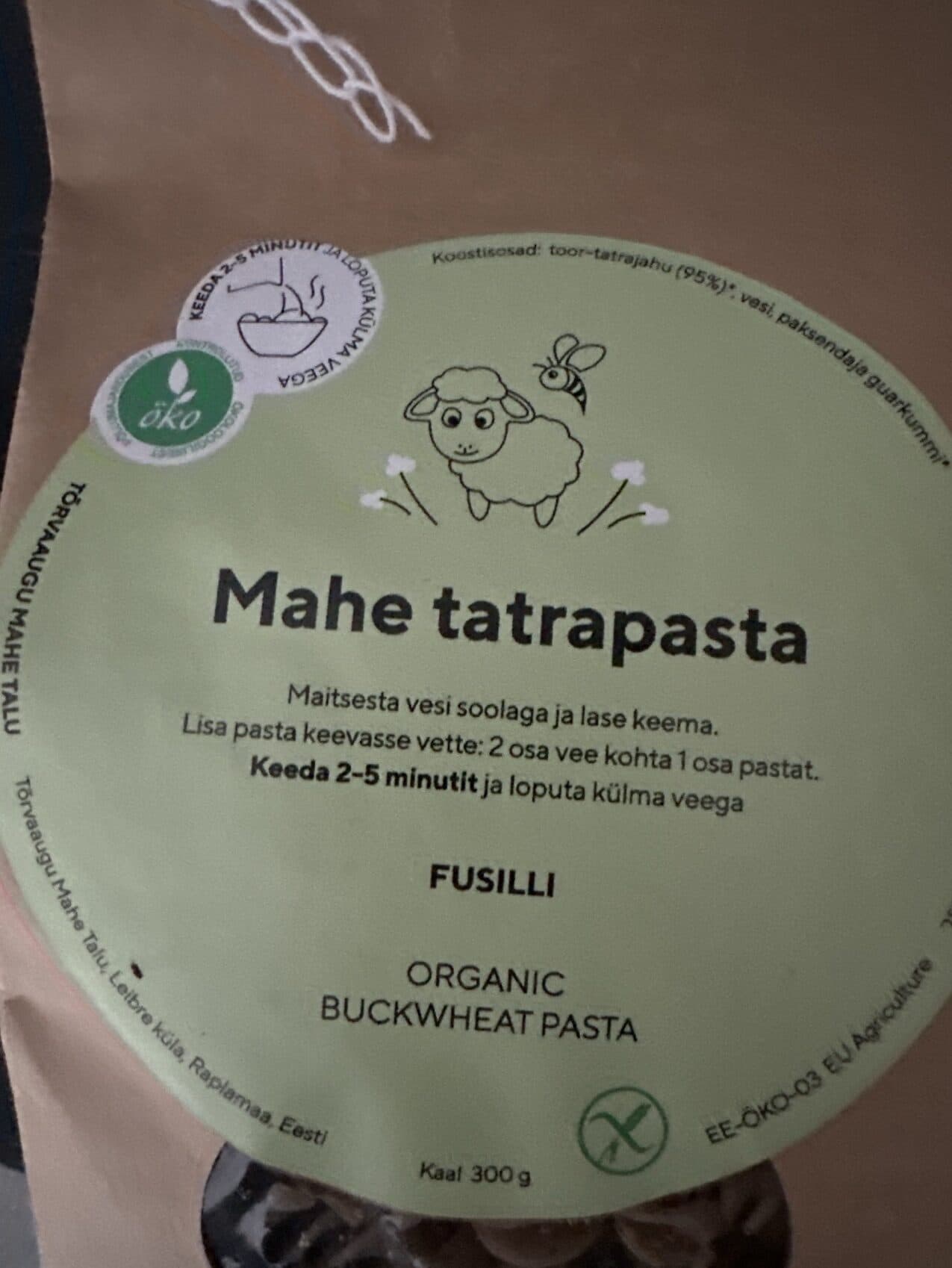 Tõrvaaugu mahetalu Organic Buckwheat Pasta packshot