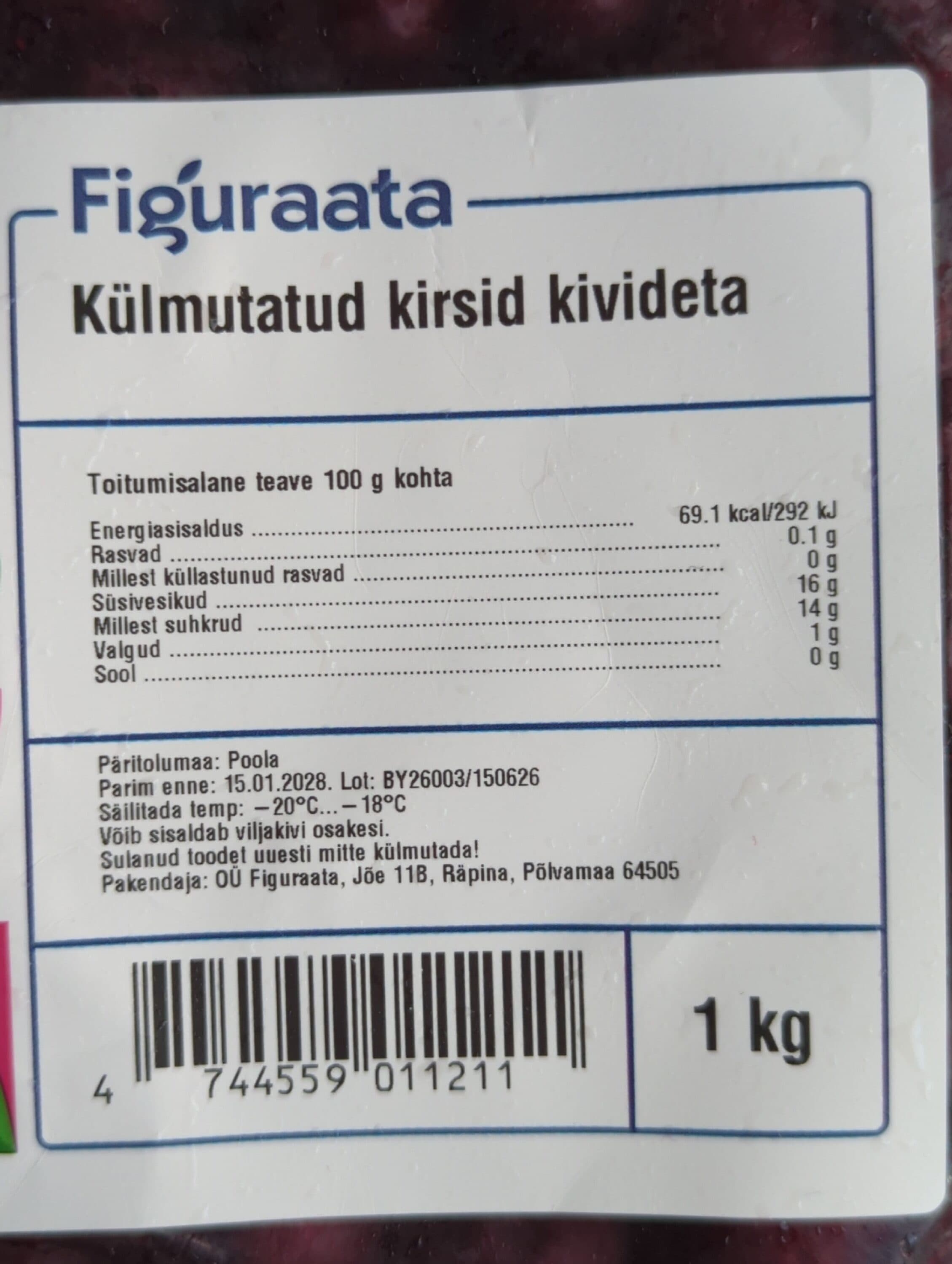 Figuraata Frozen cherries without stones packshot