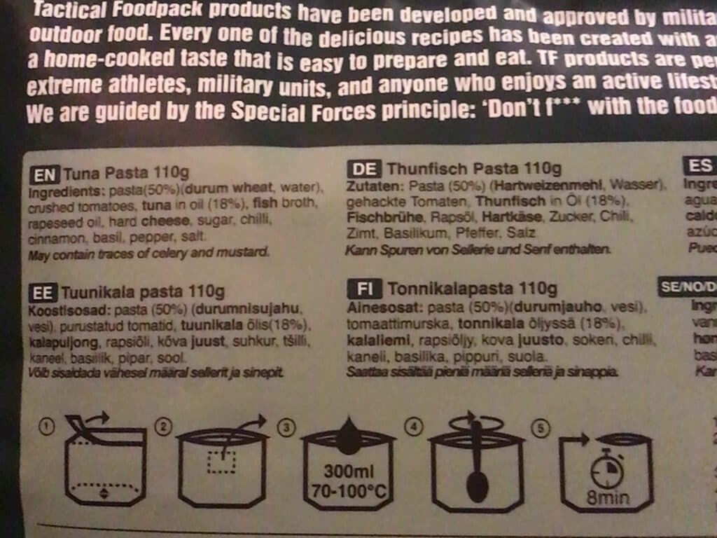 Tactical Foodpack Tuna Pasta packshot