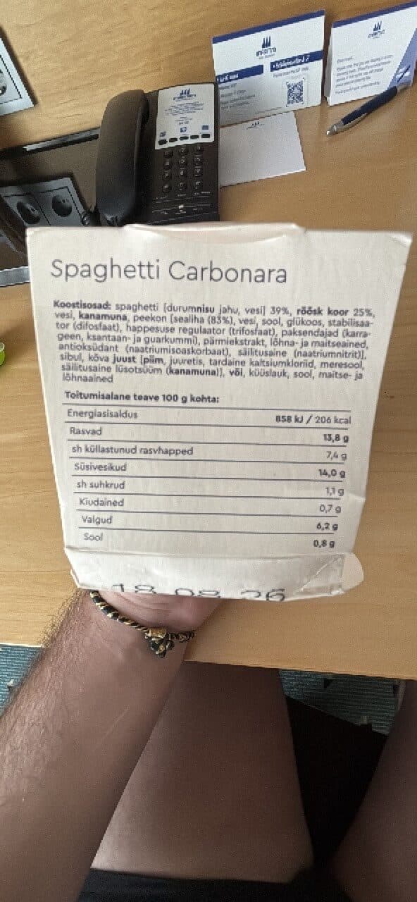Me by Matu Point Spaghetti Carbonara packshot