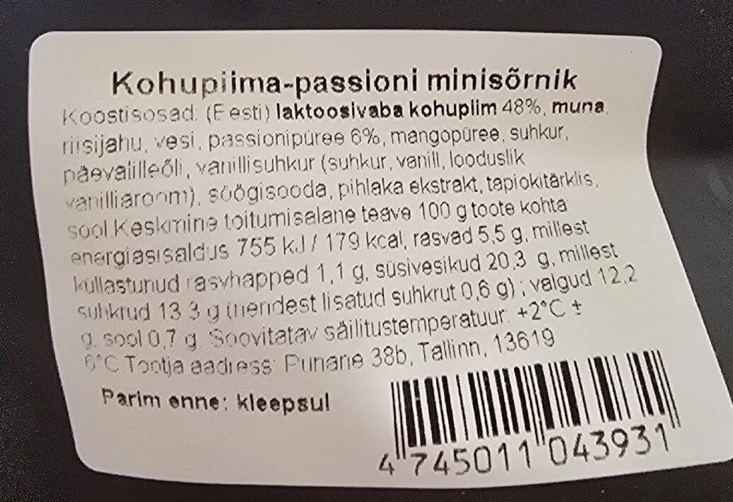 Just Food Mini Pannkook Kohupiima-passioni packshot