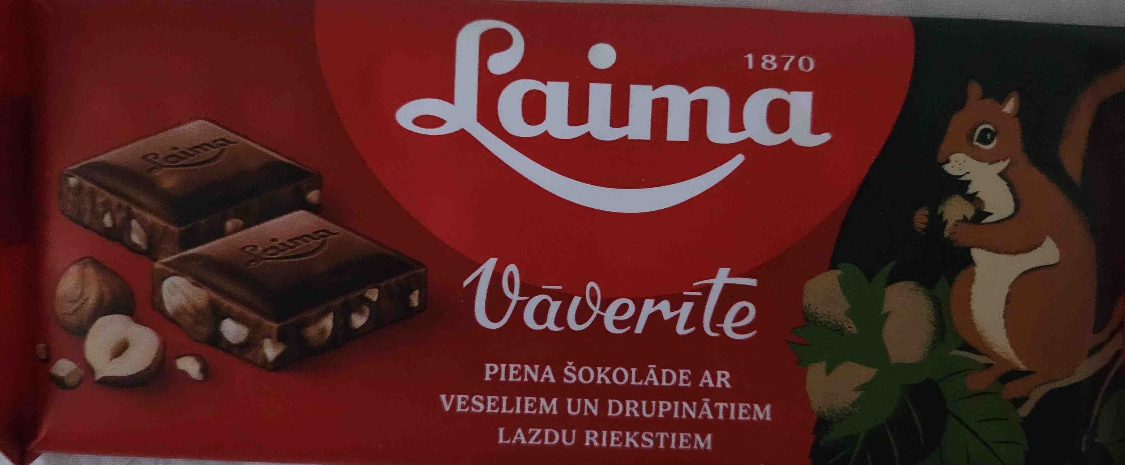 Laima Milk chocolate with Hazelnuts, each square is 4.3g packshot