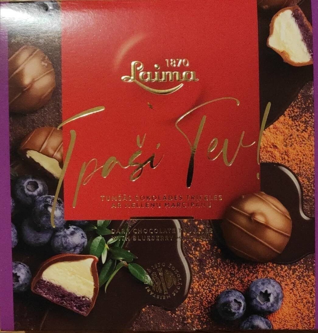 Laima Dark Chocolate Truffles with Blueberry Marzipan packshot