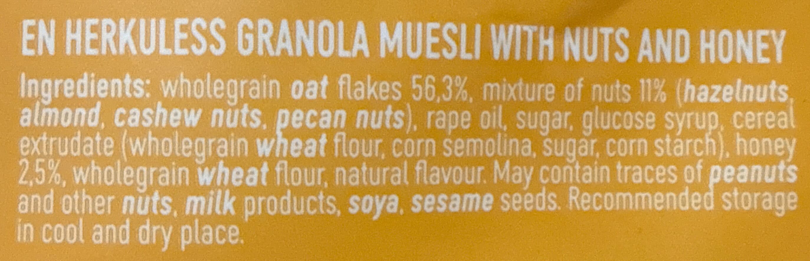 Herkuless Granola Nuts & Honey packshot