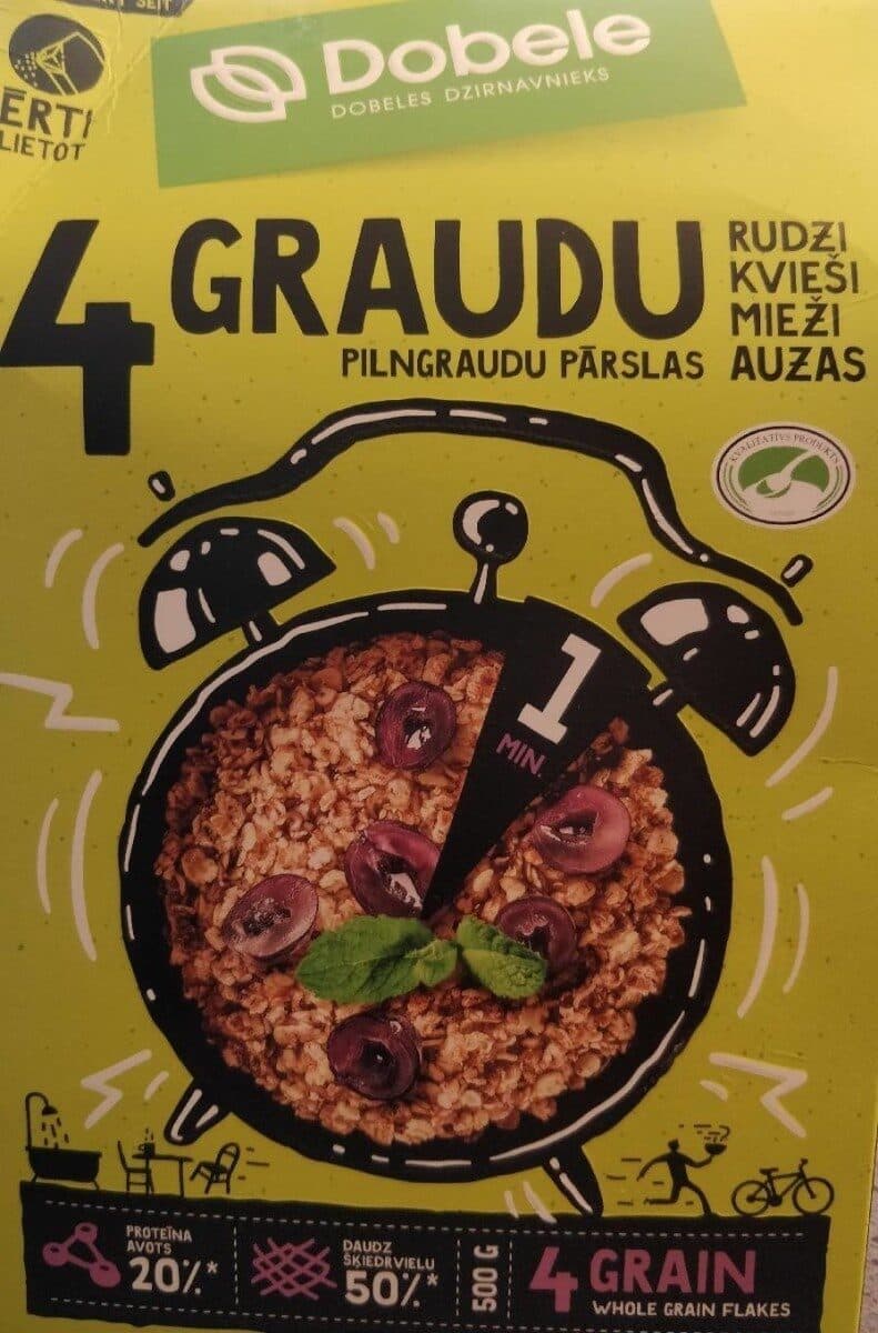Dobeles dzirnavnieks 4 grain whole grain flakes packshot