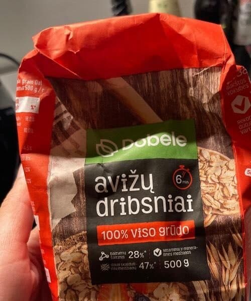 Duobelė viso grūdo avižiniai dribsniai packshot