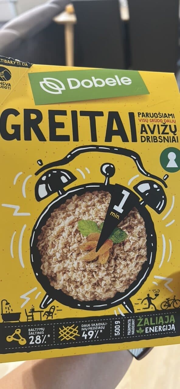 Dobele Greitai paruošiami avižiniai dribsniai packshot