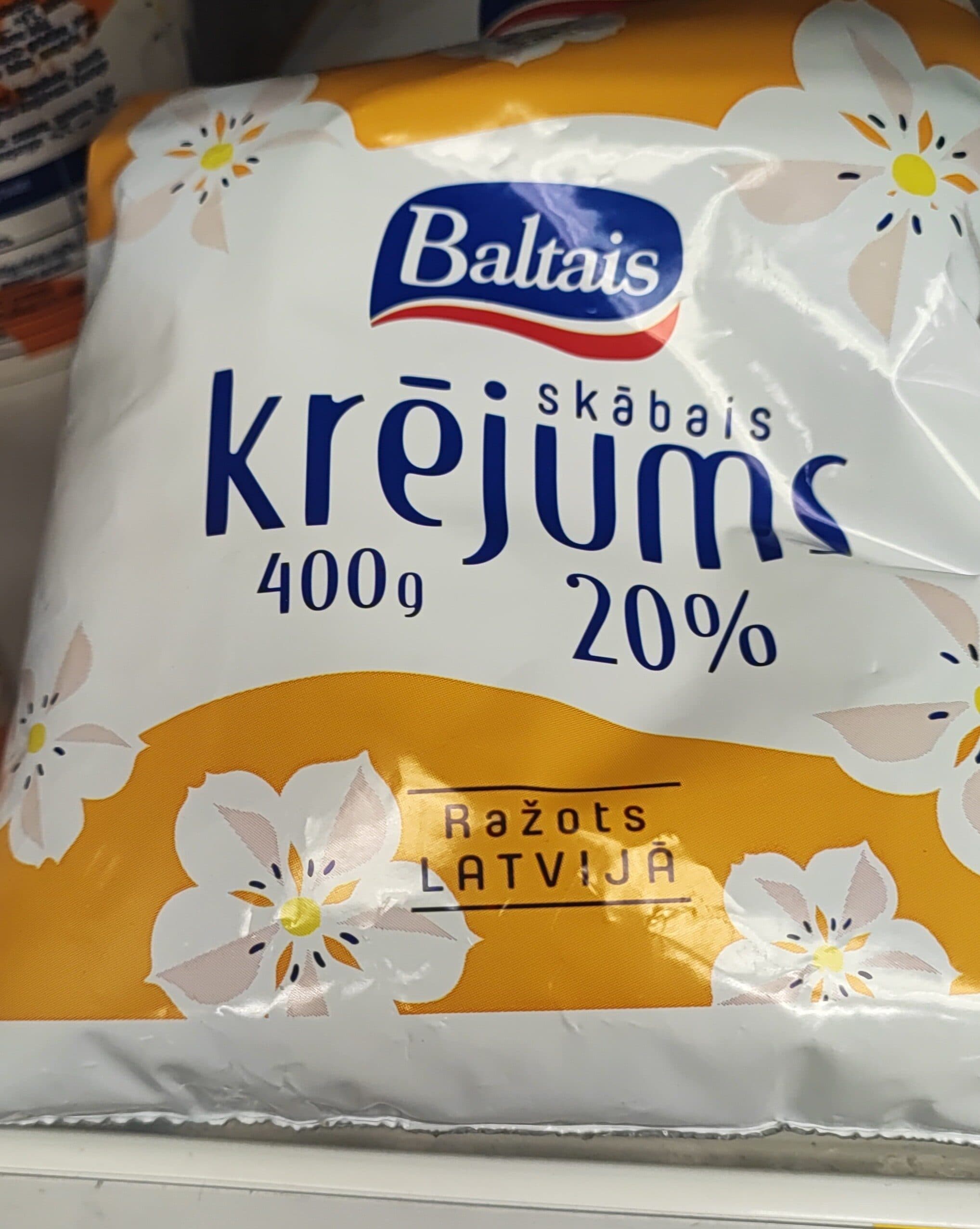 Baltais Krējums skābais 20% pl. packshot