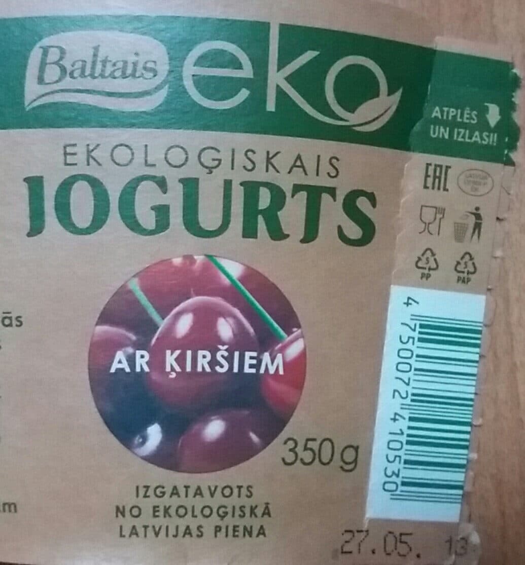 Baltais Ekoloģiskais jogurts ar ķiršiem packshot