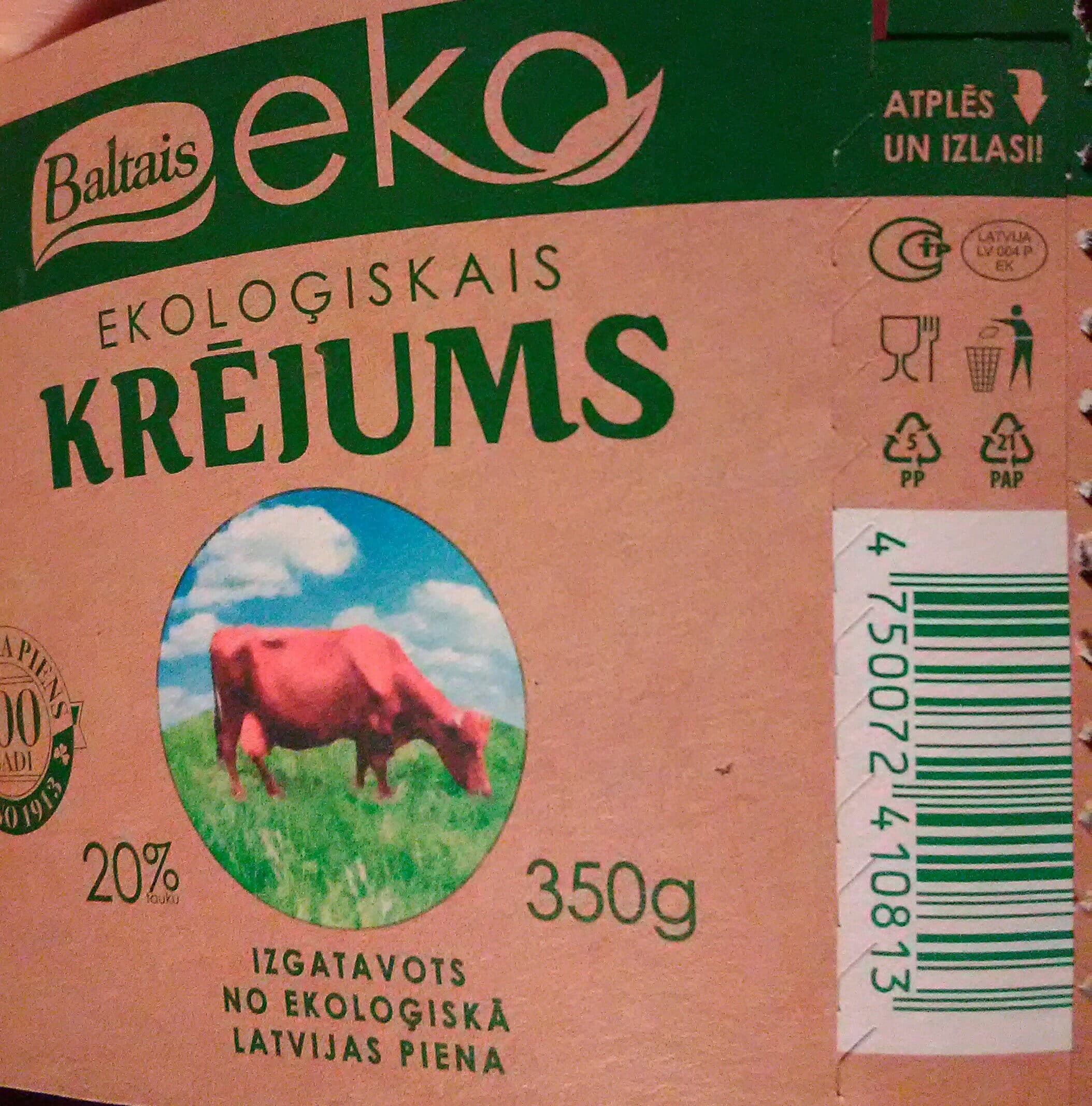 20% ekoloģiskais krējums packshot