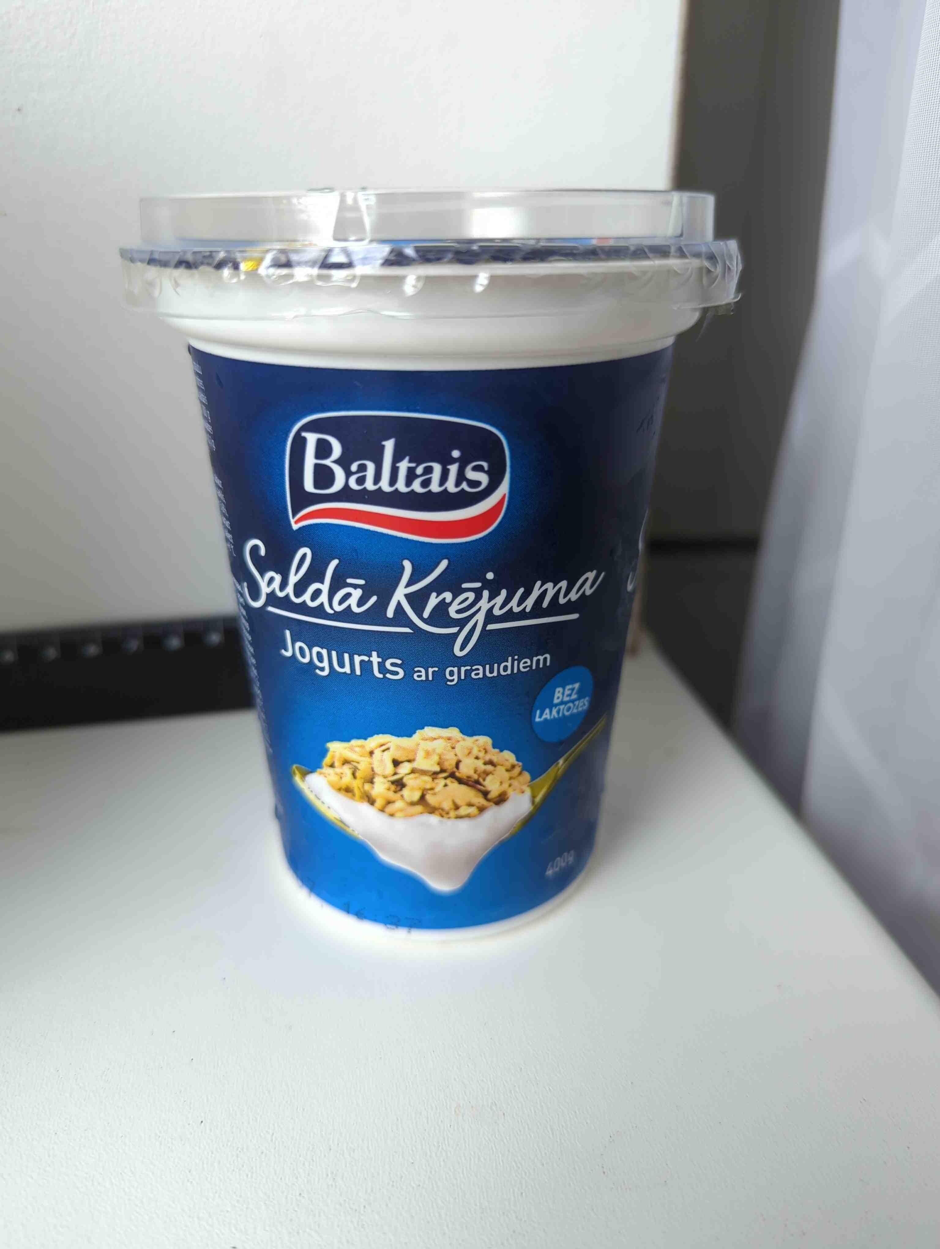Baltais Saldā krējuma jogurts ar graudiem packshot