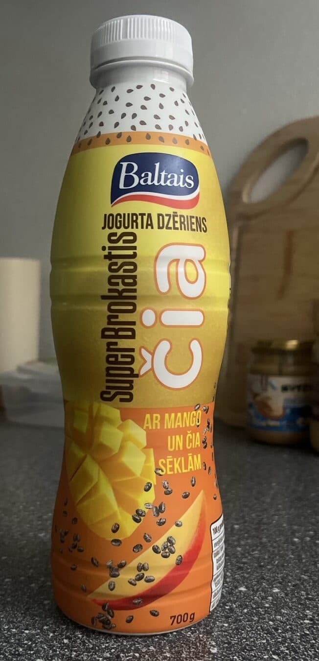 Baltais jogurts Baltais SuperBrok. mango čia packshot