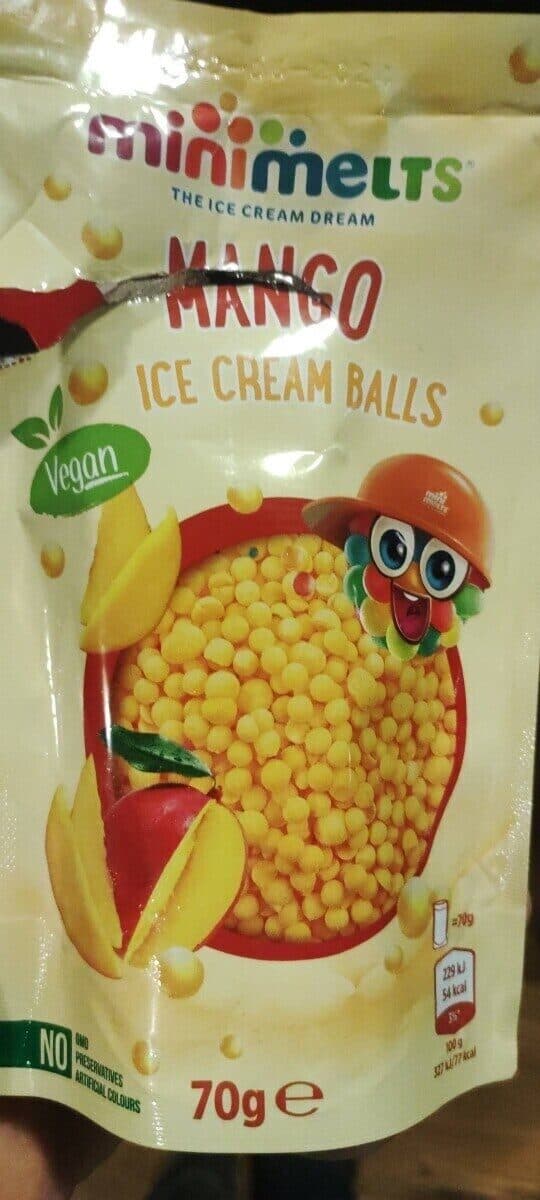 Minimelts mango ice cream balls packshot