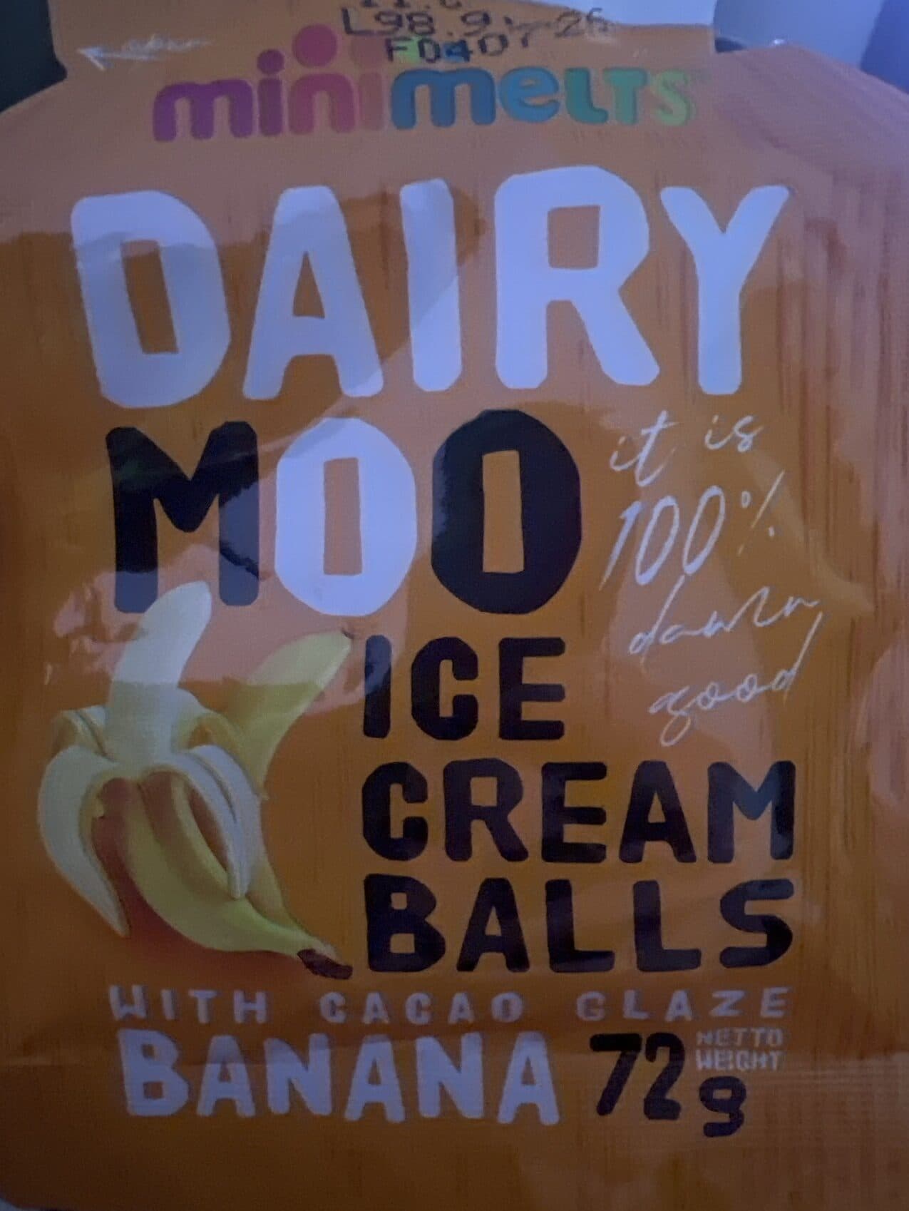 Minimelts Dairy Moo Ice Cream Balls Banana packshot
