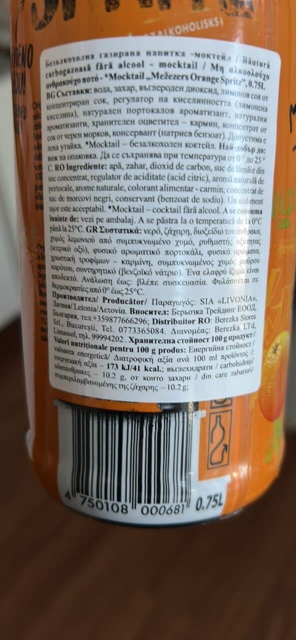 Livonia Mocktail "Mezezers Orange Spritz" packshot