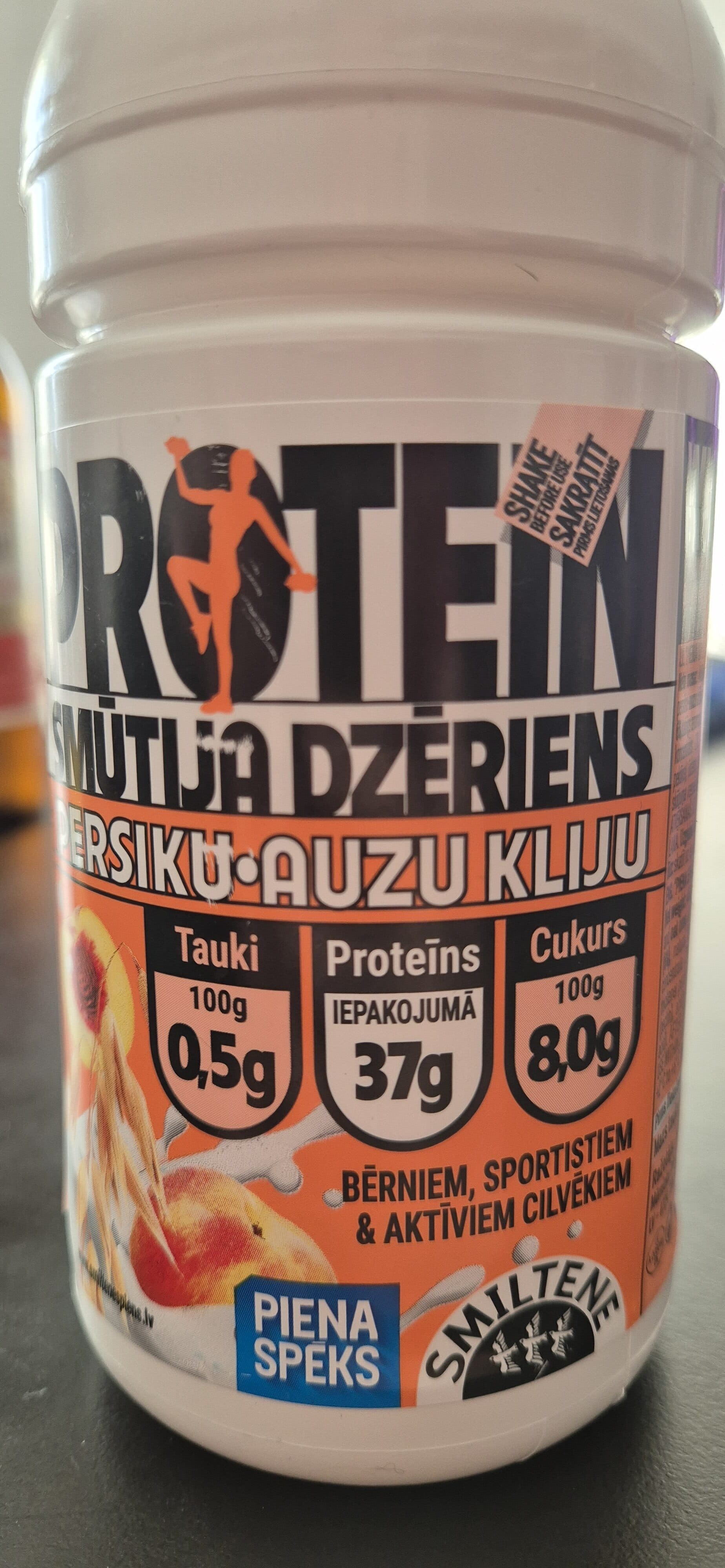 Smiltene protein smoothie persiku un auzu kliju packshot