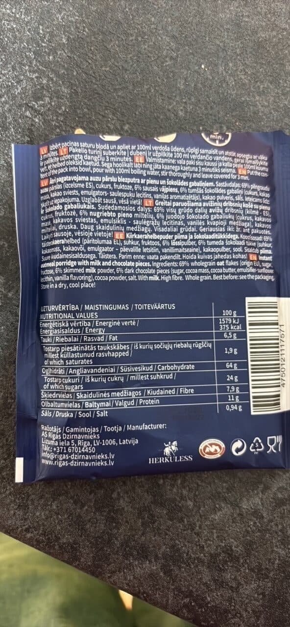 HERKULESS Instant Oatmeal packshot