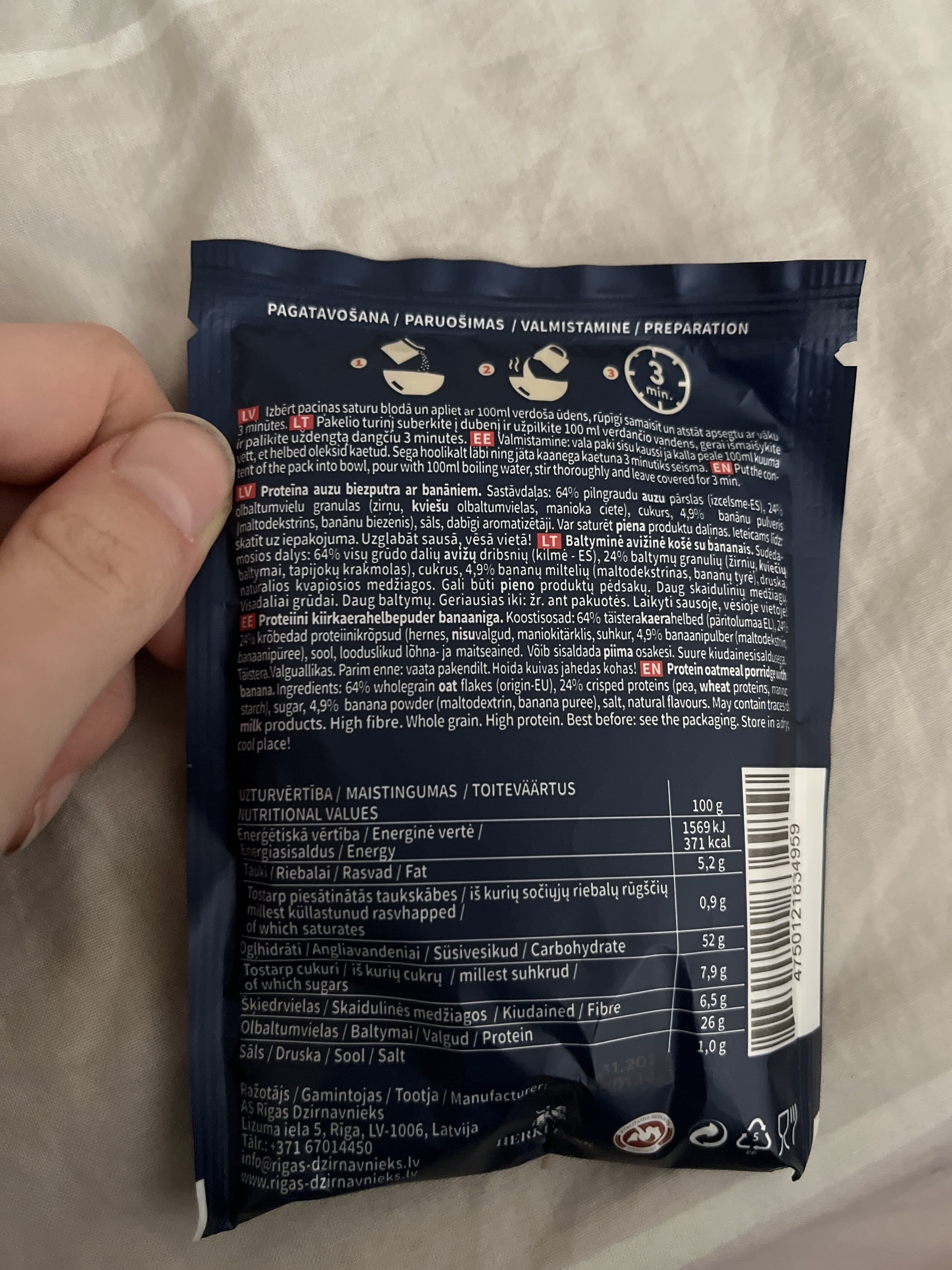 Open Food Facts Proteīna ātrās auzas packshot