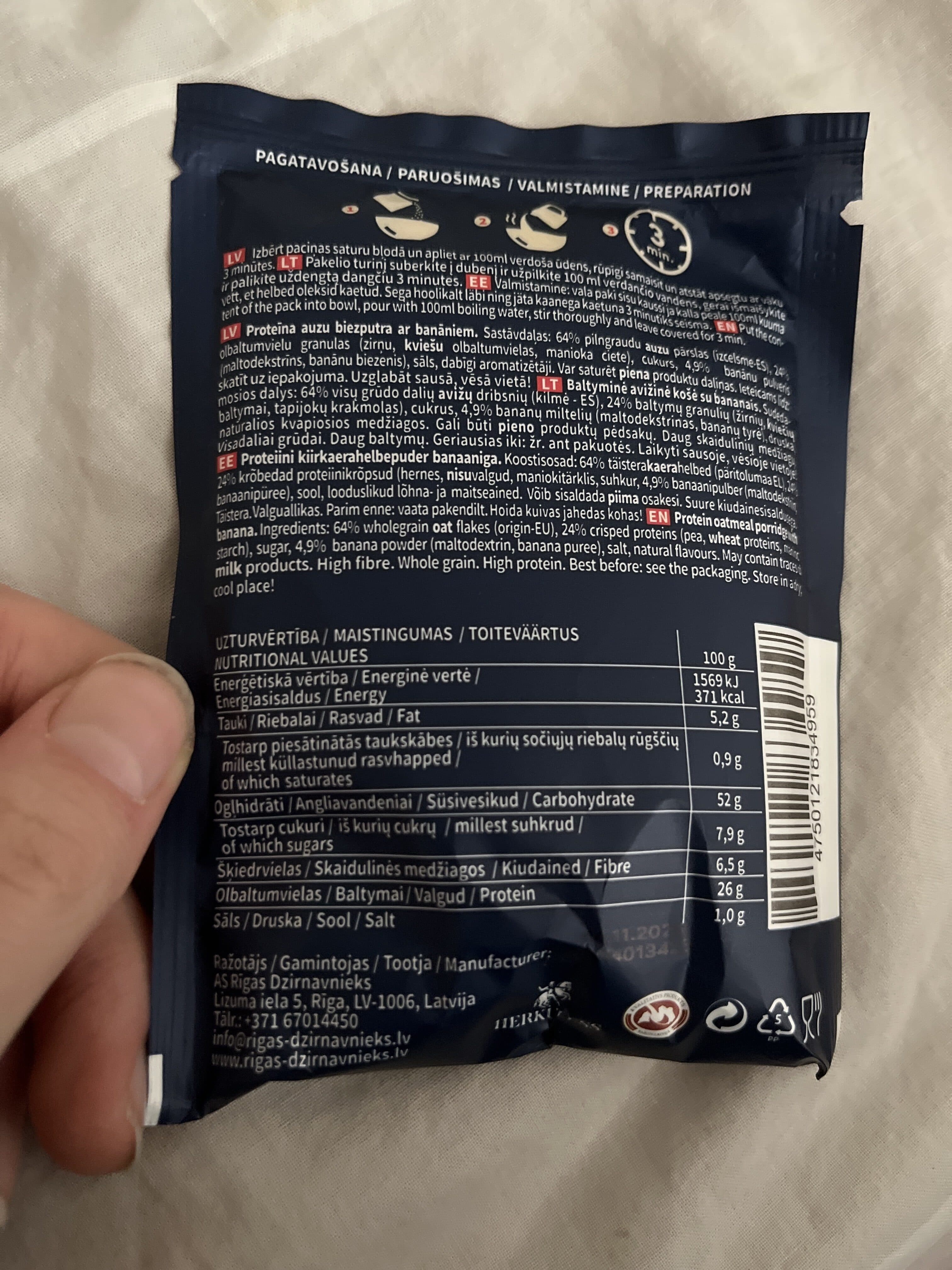 Open Food Facts Proteīna ātrās auzas packshot