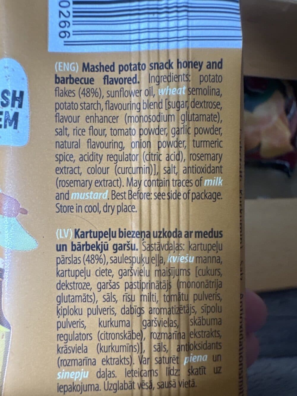 Long Chips Mashed Potato Snack Honey & BBQ packshot