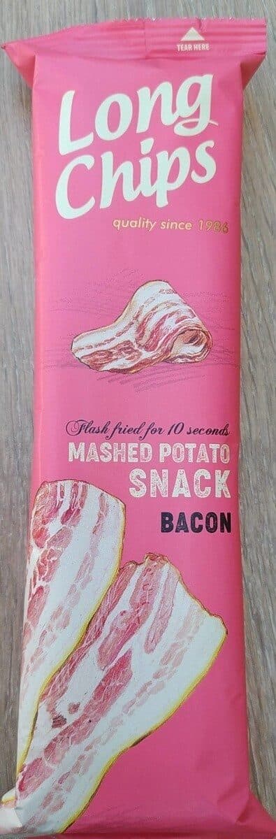 Long chips Mashed Potato Snack Bacon packshot