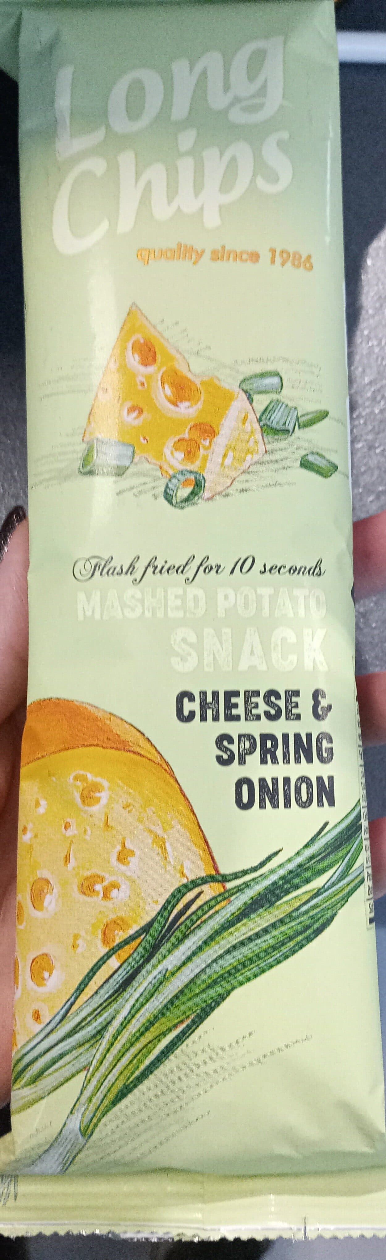Long Chips Cheese & Spring Onion Mashed Potato Snack packshot