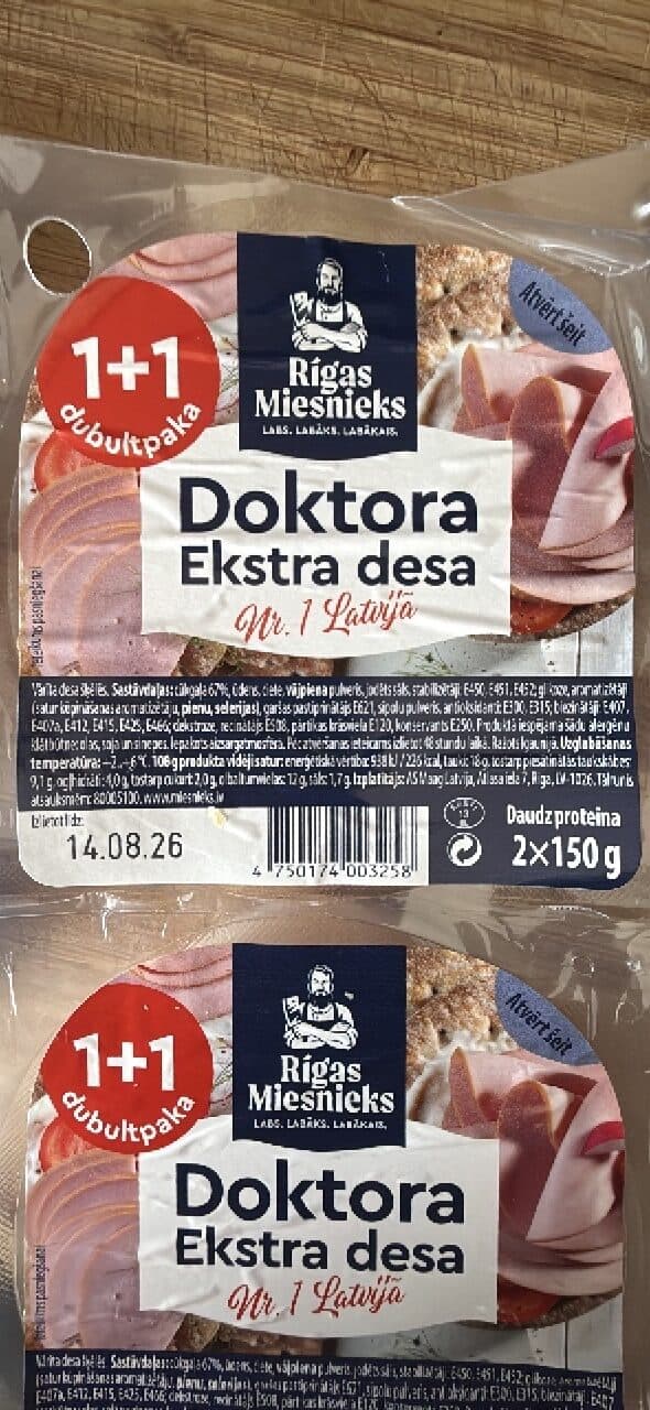 Rīgas Miesnieks Doktora Ekstra desa packshot