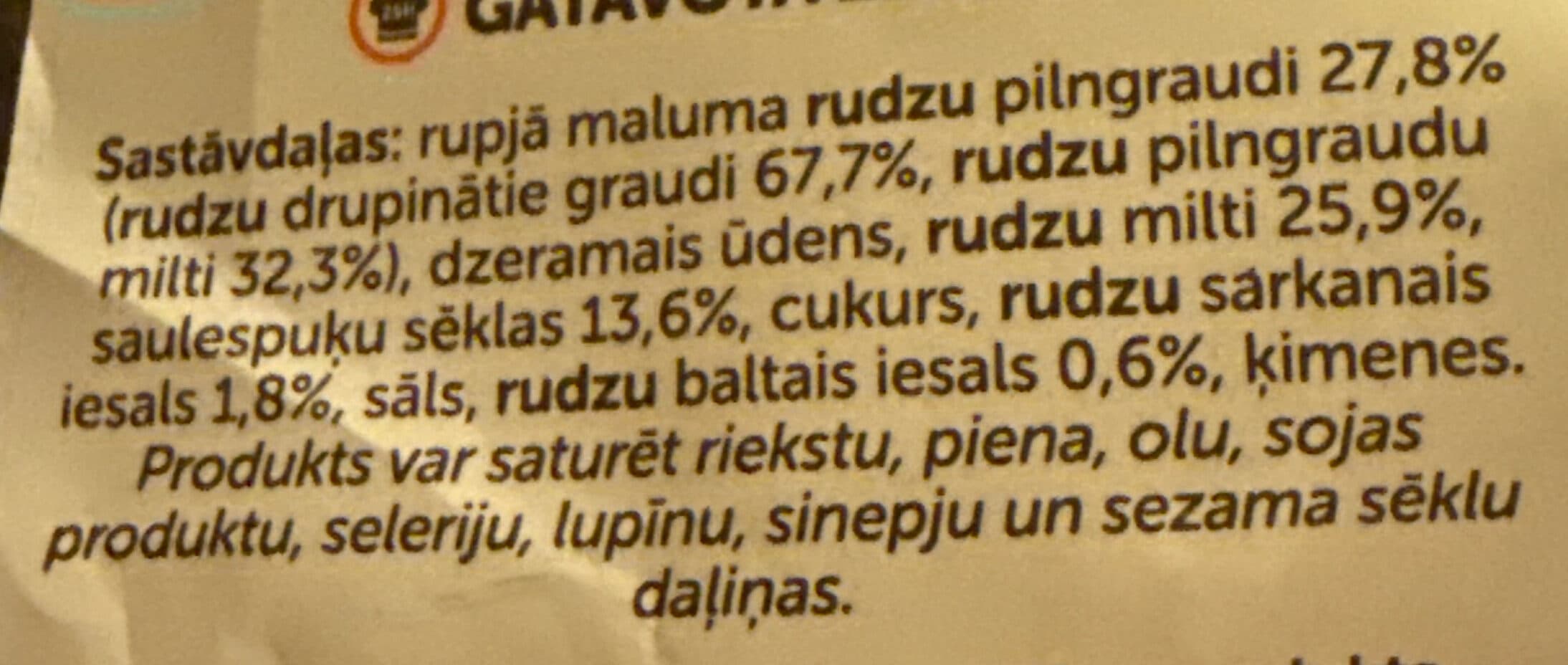 Latvijas Maiznieks Real rye whole grain bread with seeds packshot