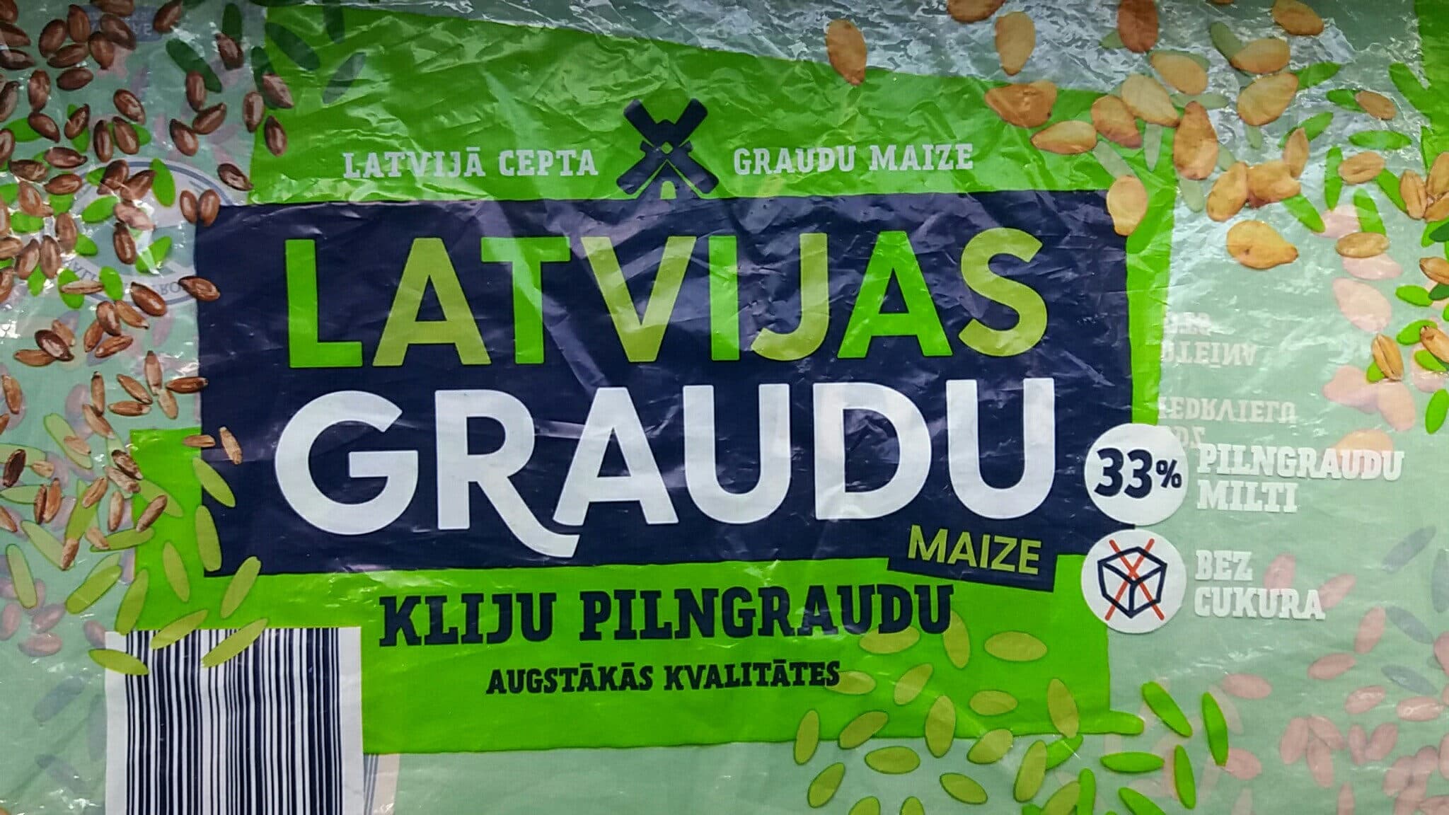 Latvijas maiznieks ';Latvijas graudu maize'; kliju pilngraudu packshot