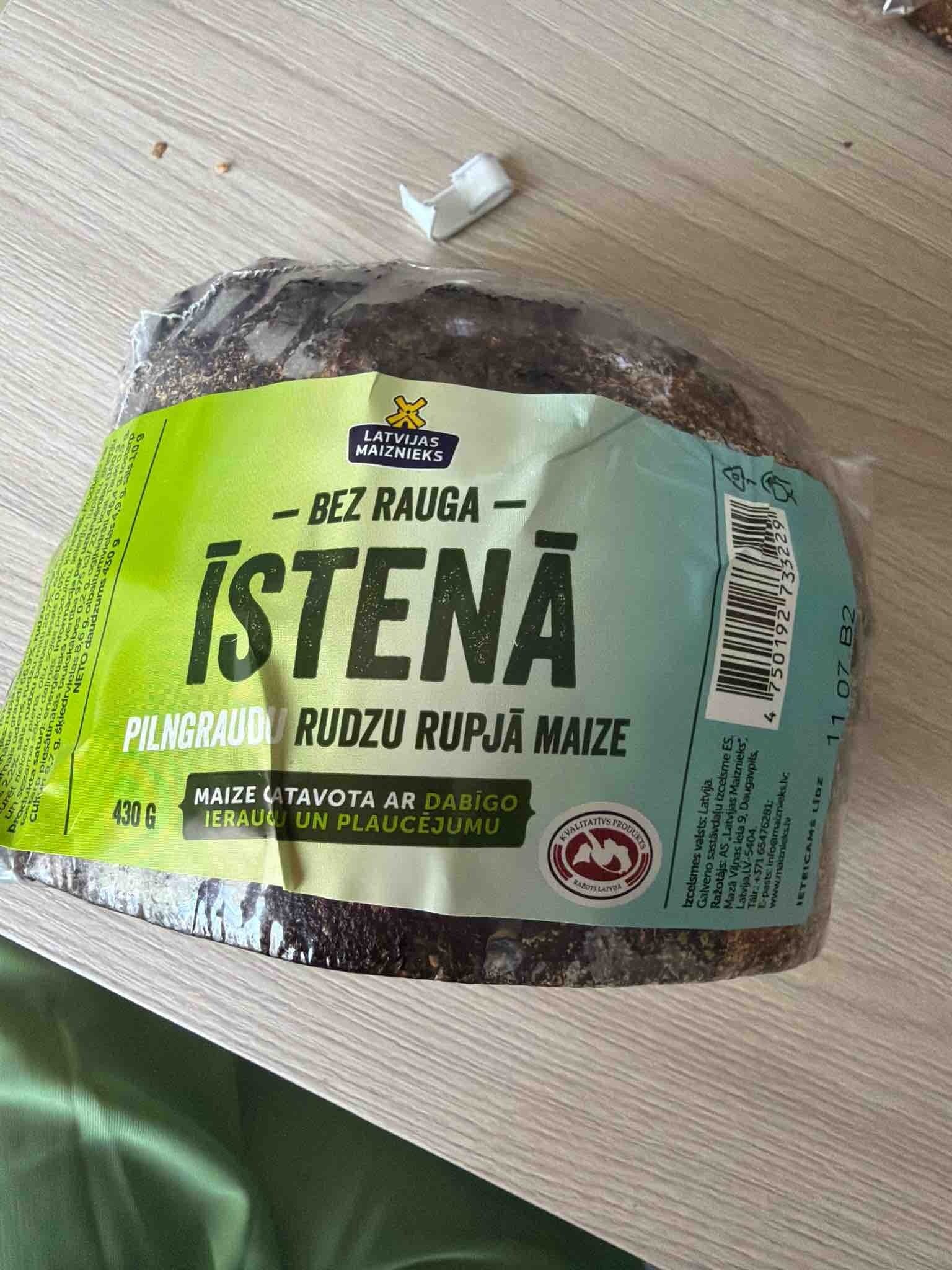 LATVIJAS MAIZNIEKS Īstenā Pilngraudu Rudzu Rupjā Maize packshot