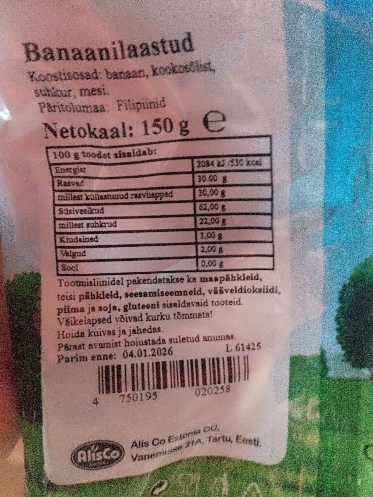 Pähklinäpp Pähkilnäpp Dried Bananas packshot