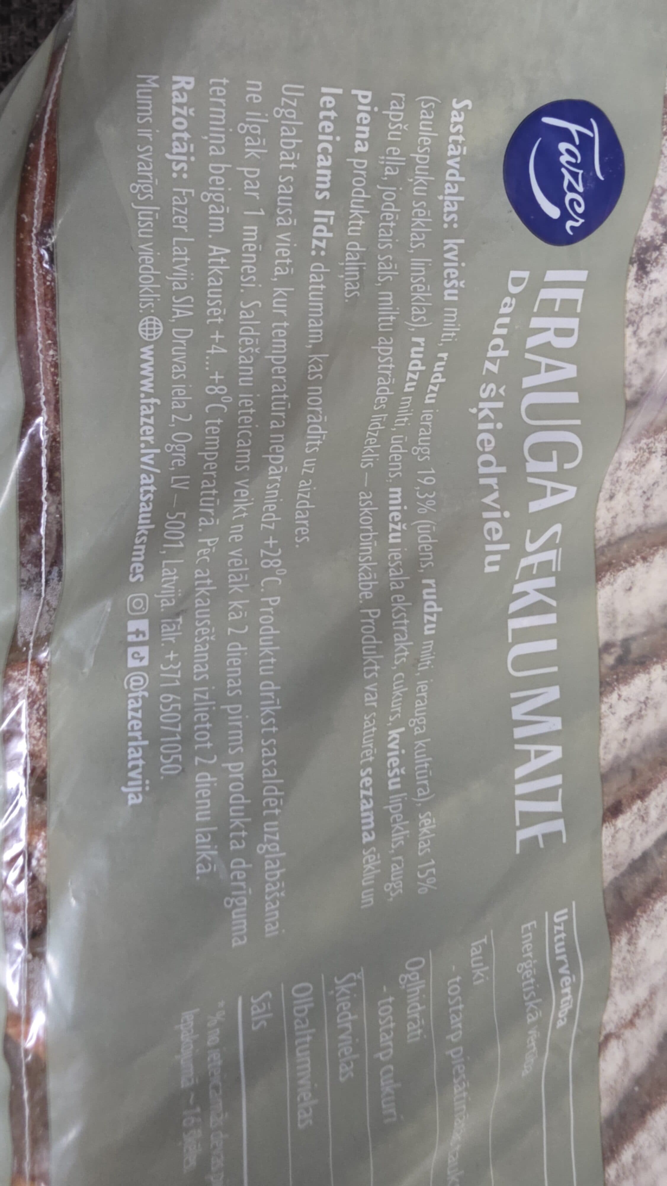 Fazer Ierauga sēklu maize packshot